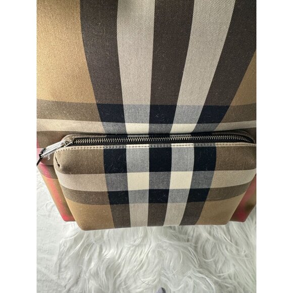 Burberry Jeff Check Canvas Backpack With Zip Closure & Front Pocket - Picture 7 of 16